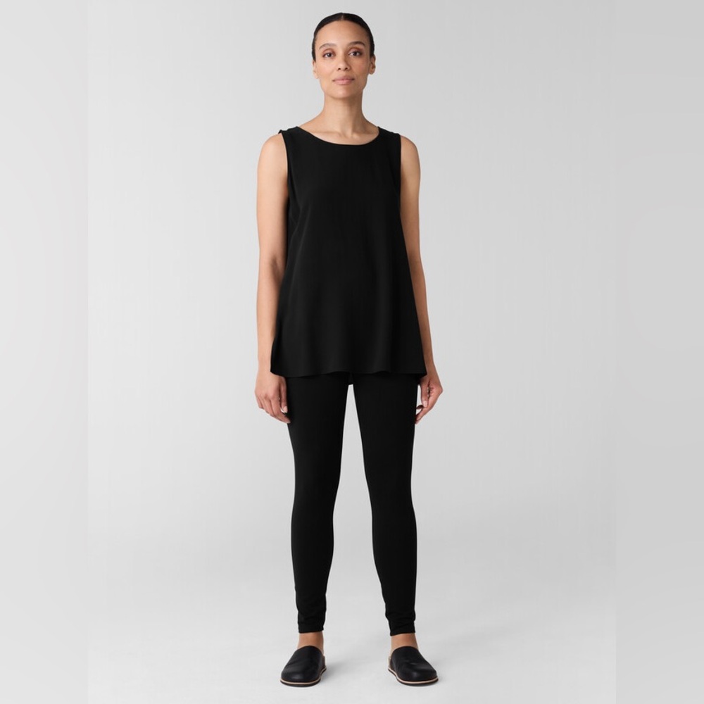 Eileen Fisher Pull‎ On Ankle Pants Black Stretch Viscose Womens M